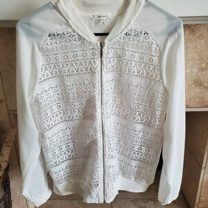 Maurices white lace bomber jacket